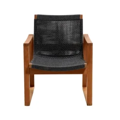 Fauteuil lounge Endless, Dark grey, support en teck