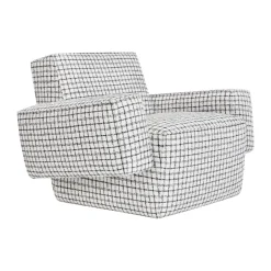 Fauteuil lounge Hunk avec accoudoirs, Checkered black/white