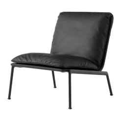 Fauteuil lounge Muno LN18, Dark chrome-Noble leather Black