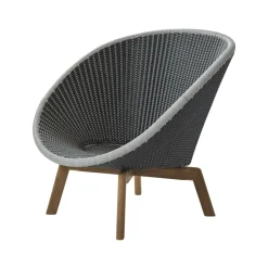 Fauteuil lounge Peacock Weave, Grey/Light grey, pieds en teck