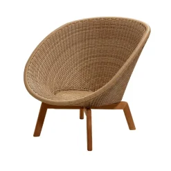 Fauteuil lounge Peacock Weave, Natural, pieds en teck