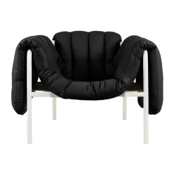 Fauteuil lounge Puffy, Black leather-cream