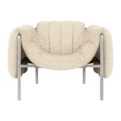 Fauteuil lounge Puffy, Eggshell-acier inoxydable