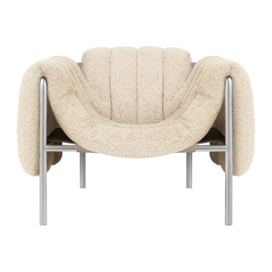 Fauteuil lounge Puffy, Eggshell-acier inoxydable
