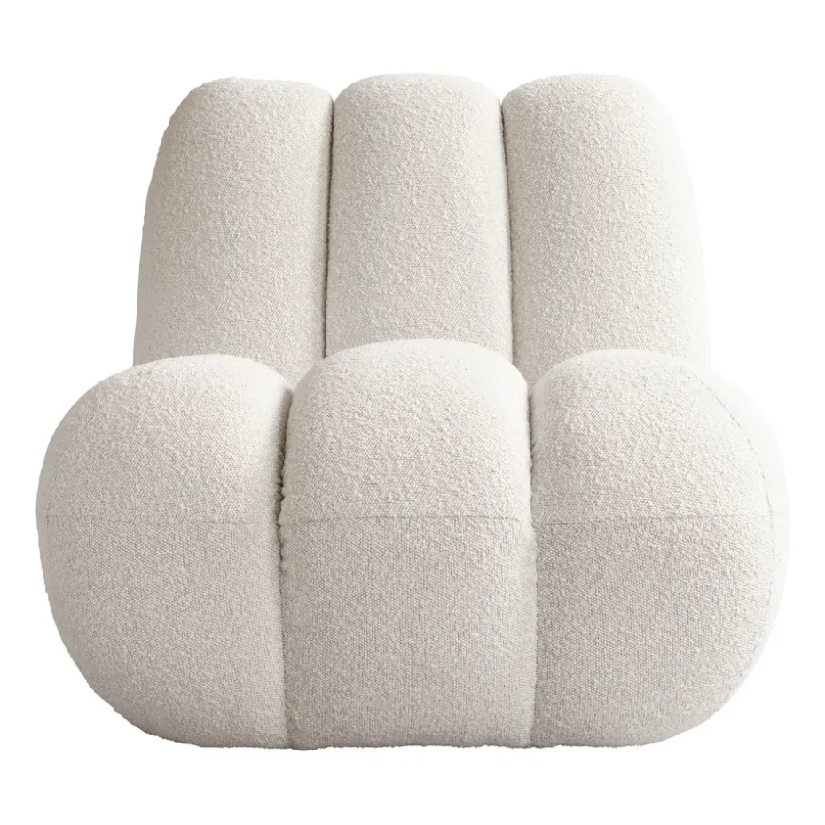 Fauteuil lounge Toe bouclé, Off-white