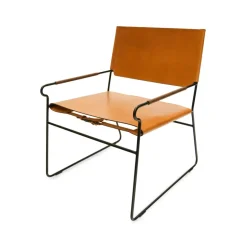 Fauteuil Next Rest, cuir noisette, support noir