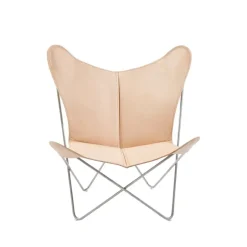 Fauteuil papillon Trifolium, cuir nature