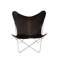 Fauteuil papillon Trifolium, cuir moka