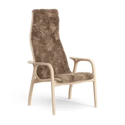 Fauteuil pour enfant Lamini hêtre laqué/peau de mouton, Sahara (marron nougat)