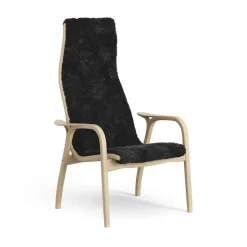 Fauteuil pour enfant Lamini chêne laqué/peau de mouton, Black (noir)