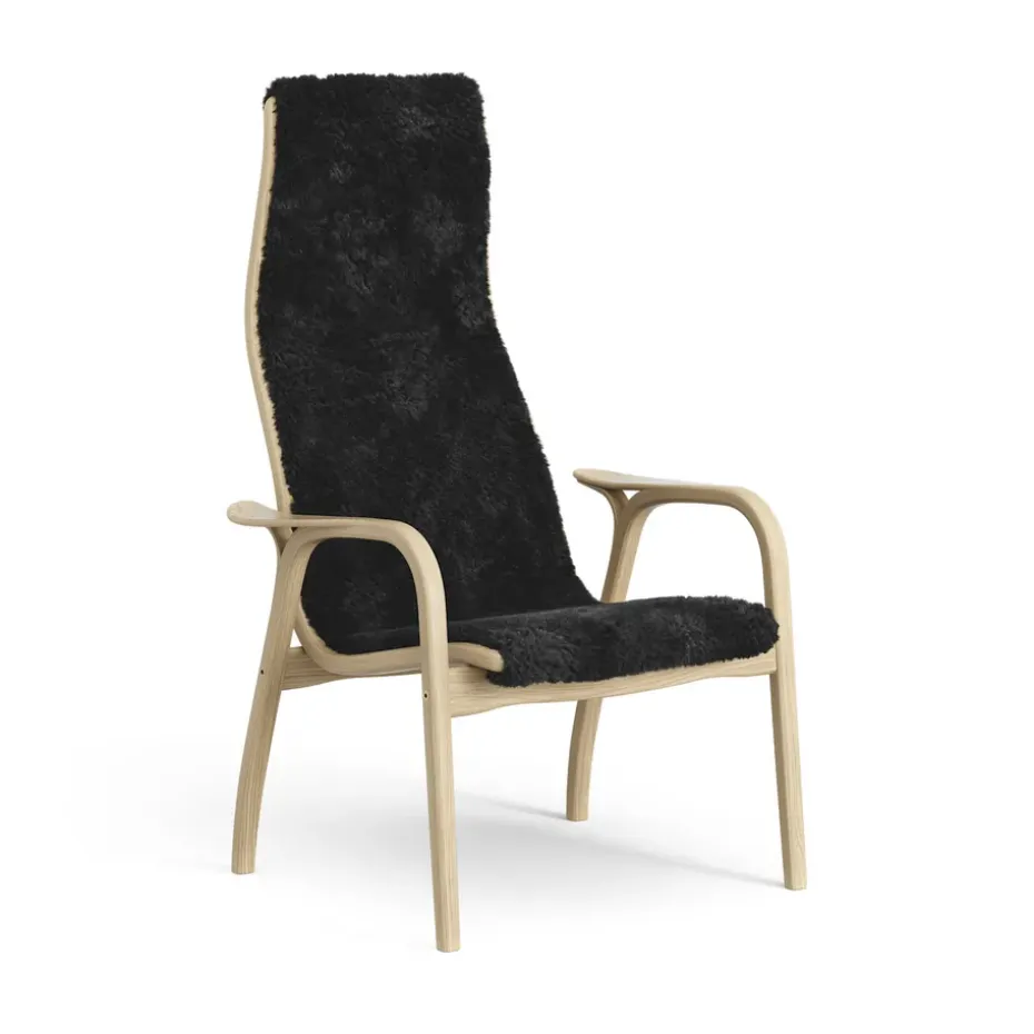 Fauteuil pour enfant Lamini chêne laqué/peau de mouton, Black (noir)