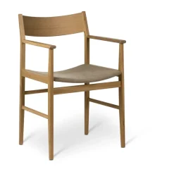 Fauteuil Siza, Chêne blanchi pigmenté – assise en lin