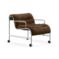 Fauteuil Sunny avec accoudoirs, Vidar brun - base en chrome avec roues