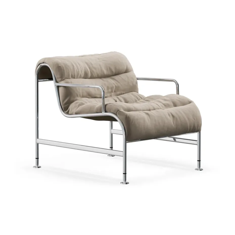 Fauteuil Sunny avec accoudoirs, Mauro Putty - base en chrome