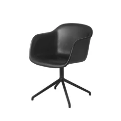 Fiber armchair chaise de bureau avec base pivotante, Black leather-anthracite black