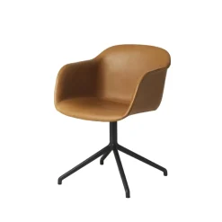 Fiber armchair chaise de bureau avec base pivotante, Cognac leather-anthracite black