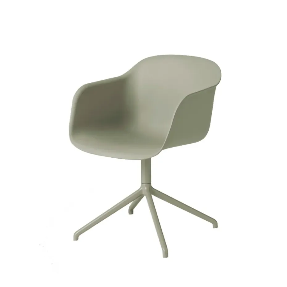 Fiber armchair chaise de bureau avec base pivotante, dusty green, structure verte