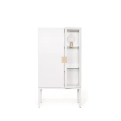 Frame Semi Vitrine, white, cuir natural