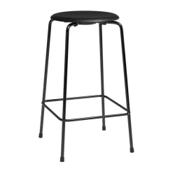 High Dot counter stool 4 pieds, Intense cuir noir-acier noir