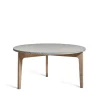 Höllviken table basse Ø80 cm, Calcaire, pieds en chêne blanc pigmenté