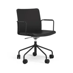 La chaise de bureau Stella peut être montée/abaissée par basculement, cuir elmosoft 99999 noir, structure noire, inclinaison au dos