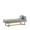 Lit banquette Stay, tissu gris, structure en chêne huilé