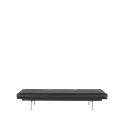 Lit de repos Outline, Refine leather black-Aluminium