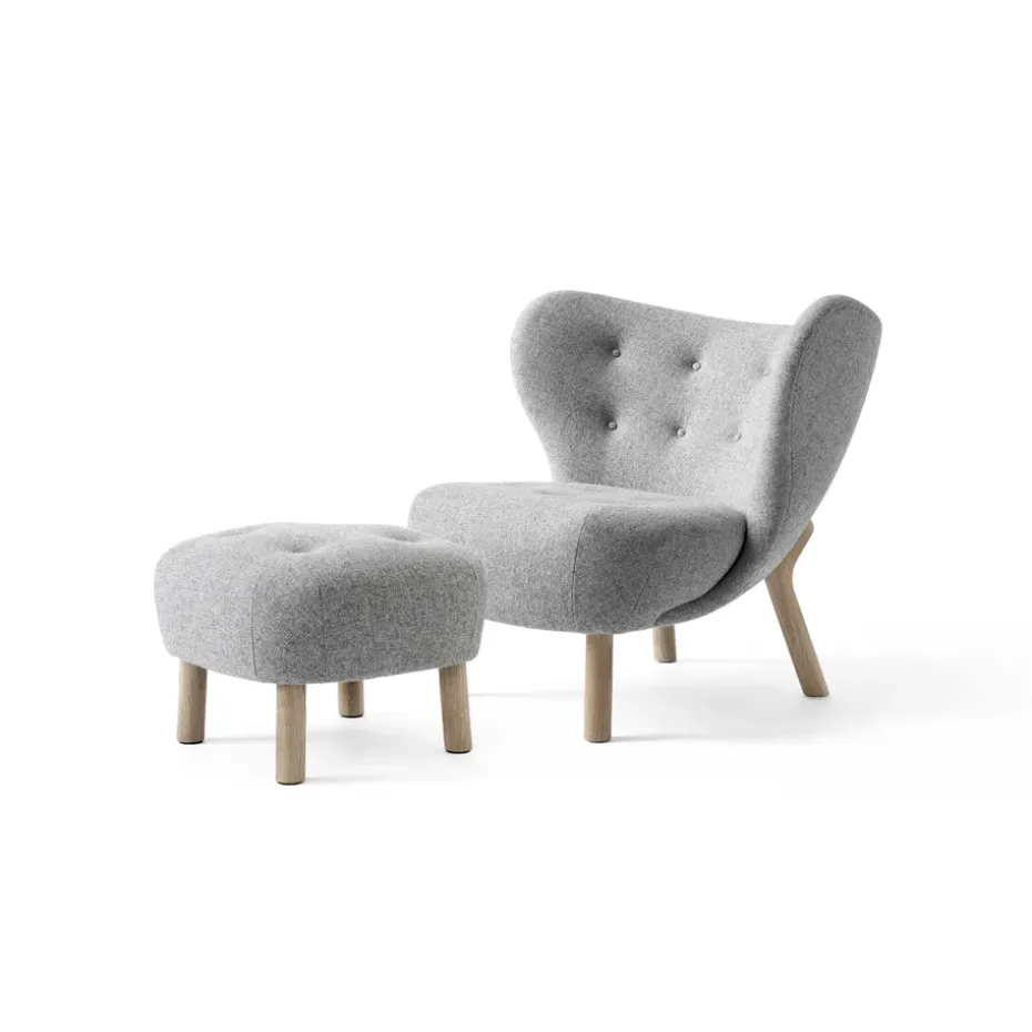 Little Petra VB1 fauteuil et pouf ATD1, Chêne huilé blanc-Hallingdal