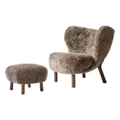 Little Petra VB1 fauteuil et pouf ATD1, Noyer huilé-Sahara