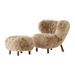 Little Petra VB1 fauteuil et pouf ATD1, Noyer huilé-Sheepskin honey