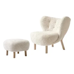 Little Petra VB1 fauteuil et pouf ATD1, Chêne huilé blanc-Moonlight