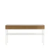Luc 160 table console, chêne teinté noyer (p4), plateau en marbre, support white