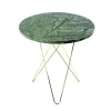 Mini table d'appoint O Tall Ø50 H50, structure en laiton, marbre vert