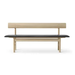 Mogensen 3171 banc, Savonné chêne-cuir omni 301 black