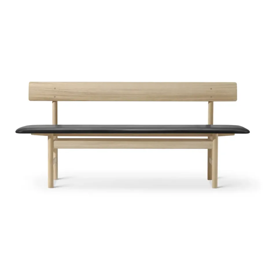 Mogensen 3171 banc, Savonné chêne-cuir omni 301 black