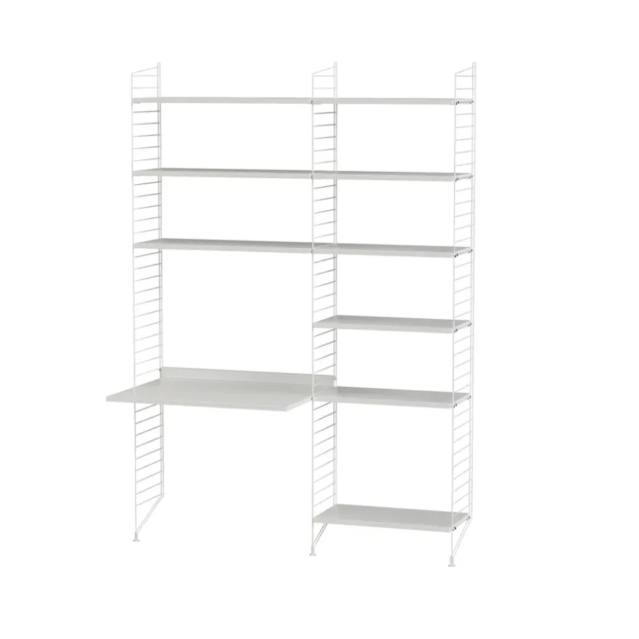 Montant d'étagère String, blanc, 200x30 cm, lot de 2