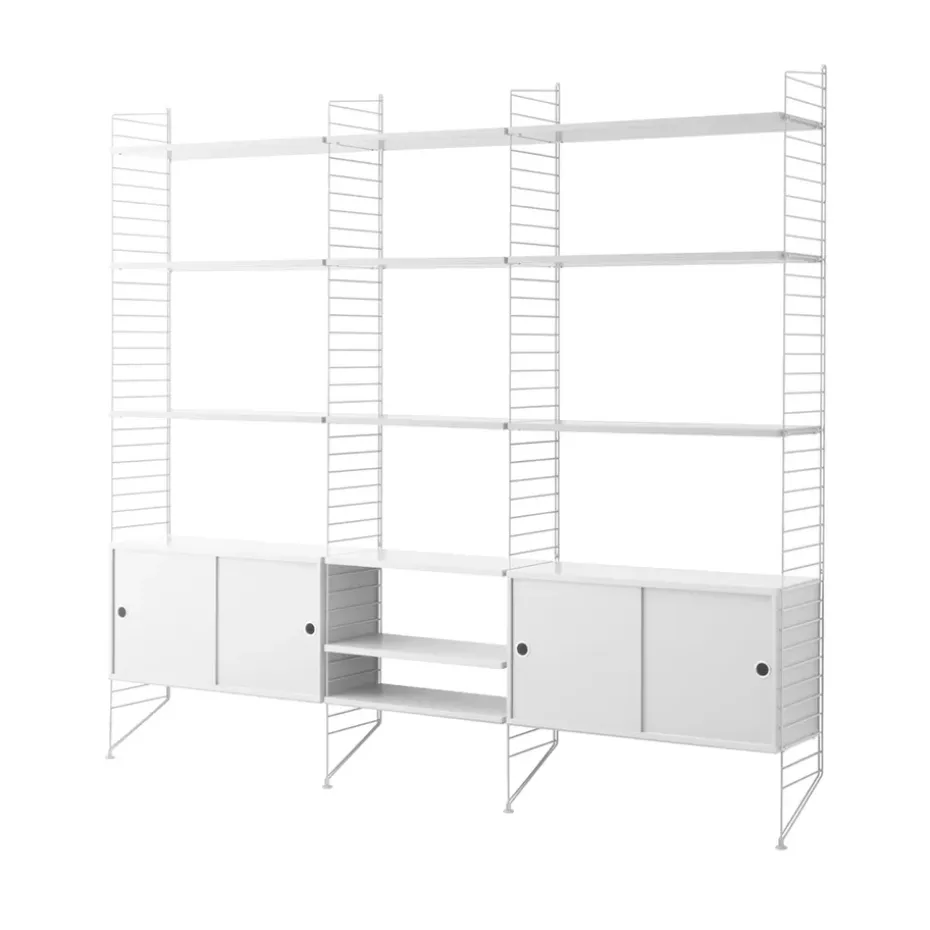 Montant d'étagère String, blanc, 200x30 cm, lot de 2