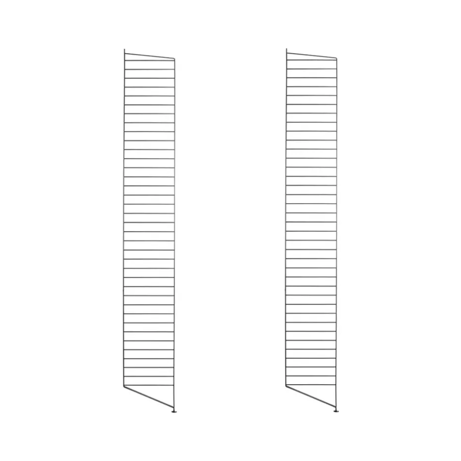 Montant d'étagère String, noir, 200x30 cm, lot de 2