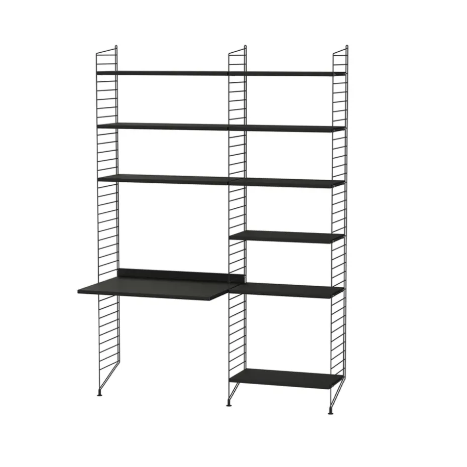 Montant d'étagère String, noir, 200x30 cm, lot de 2