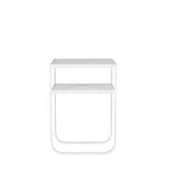 Nati Tati High table console, marbre carrara, support blanc