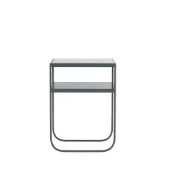 Nati Tati High table console, marbre carrara, support storm grey