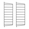 Panneau mural String, Noir, 50x20 cm, lot de 2