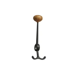Patère Oskar, noir, bouton en chêne