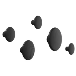 Patère The Dots - lot de 5, noir frêne teinté