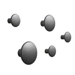 Patère The Dots métal lot de 5, noir