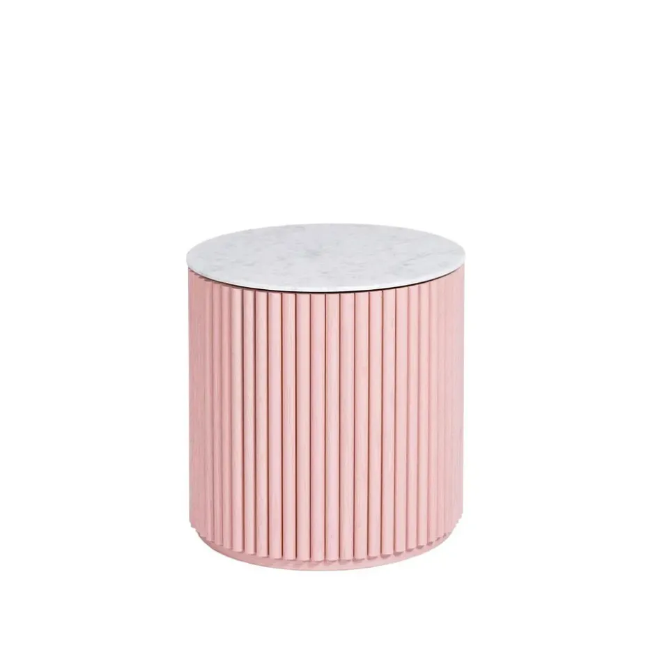 Petit Palais table d'appoint, dusty pink, h42, dessus en marbre carrara