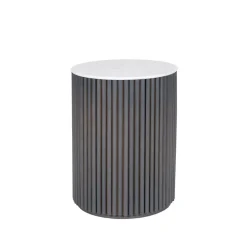 Petit Palais table d'appoint, chêne teinté gris foncé, h55, dessus en marbre carrara