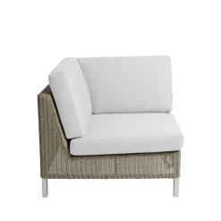 Pièce d'angle Connect, Taupe, section d'angle, coussins blancs