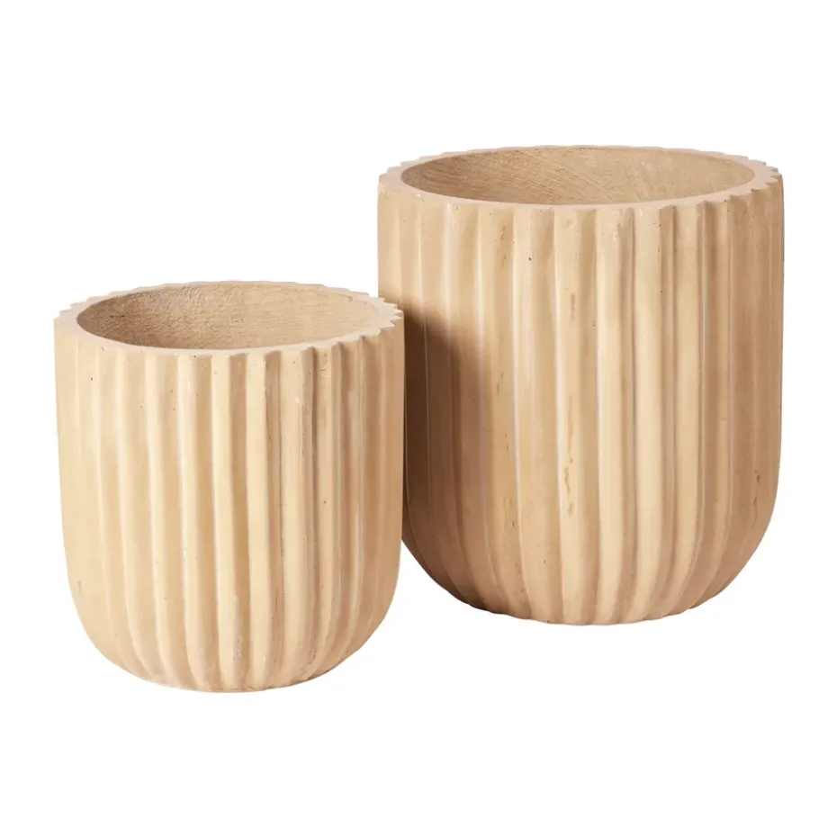 Pot Fiber Lot de 2, Antique beige