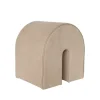 Pouf Curved, cuir light brown